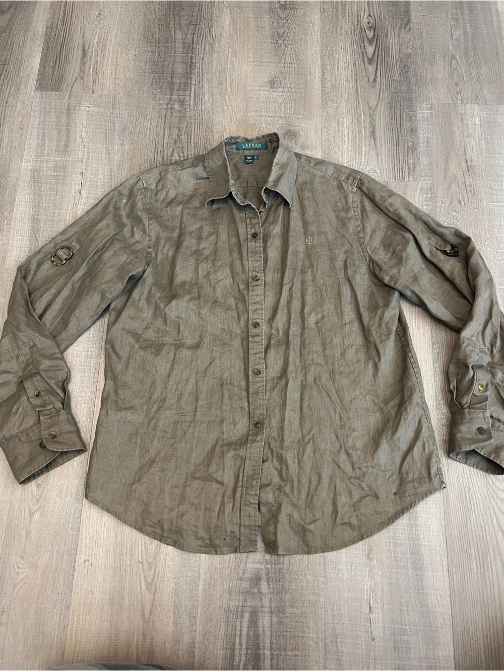 Vintage Lauren Ralph Lauren 100% Linen Convertible Shirt w/ Embroidered LRL Logo
